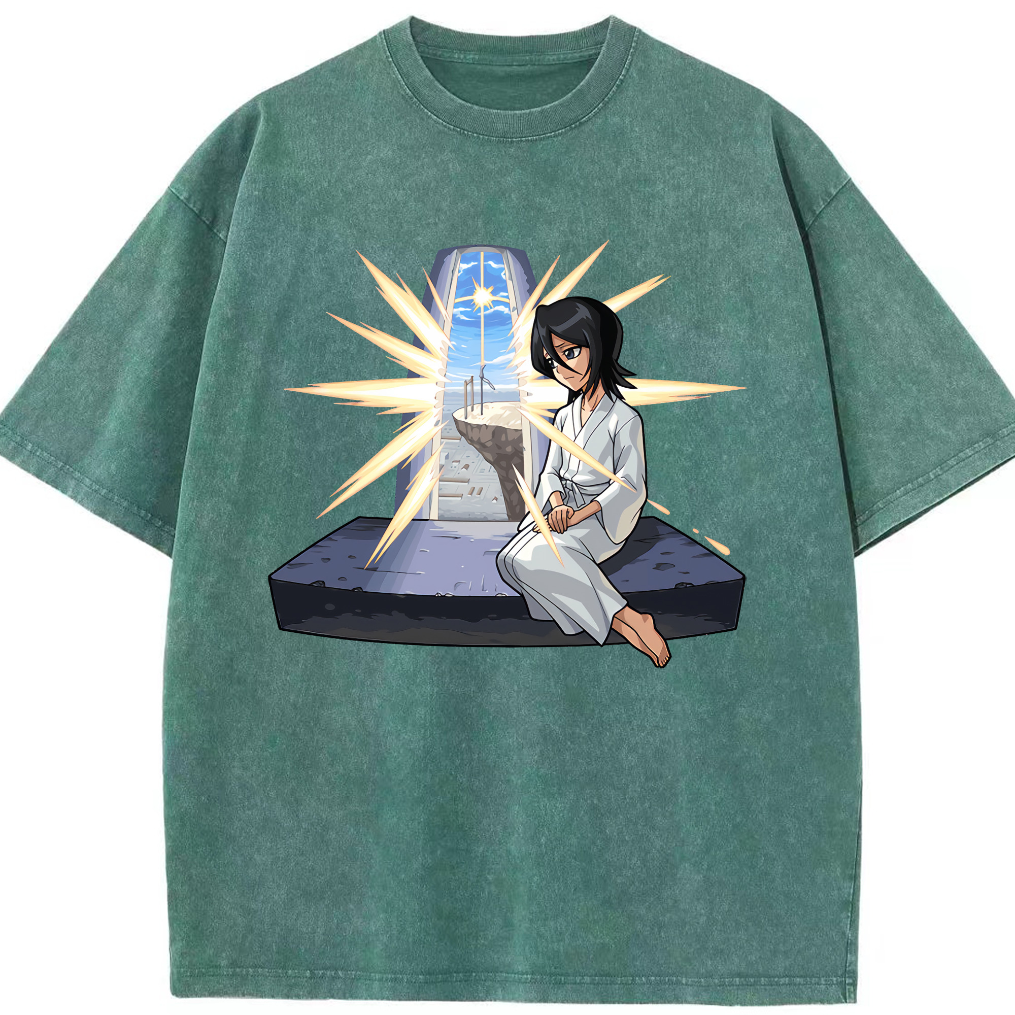 （画像用） ブリーチ 朽木ルキア BLEACH Kuchiki Rukia 綿100% ヴィンテージ風 半袖Tシャツ（フロントプリント）